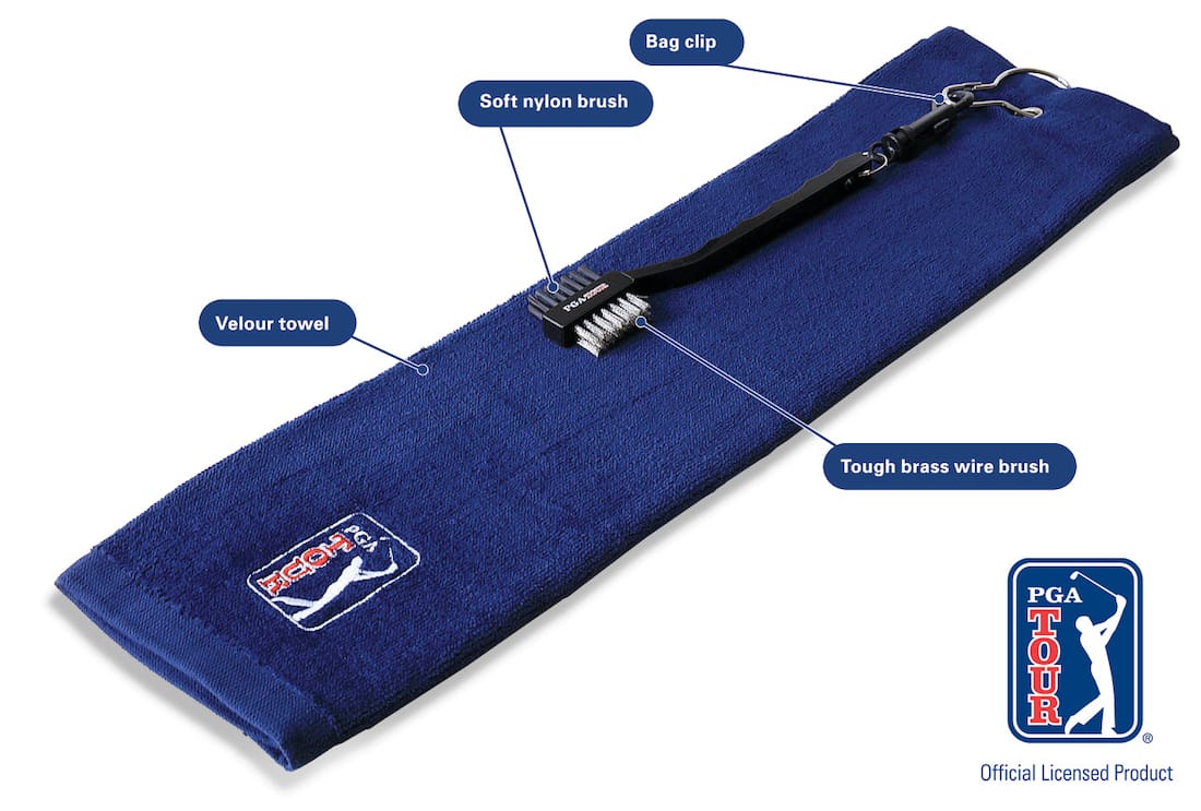 PGA Tour Golf Towel & Brush Set